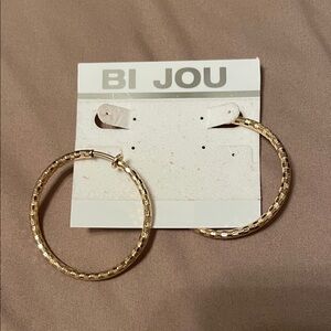 Gold Textured Hoop Earrings